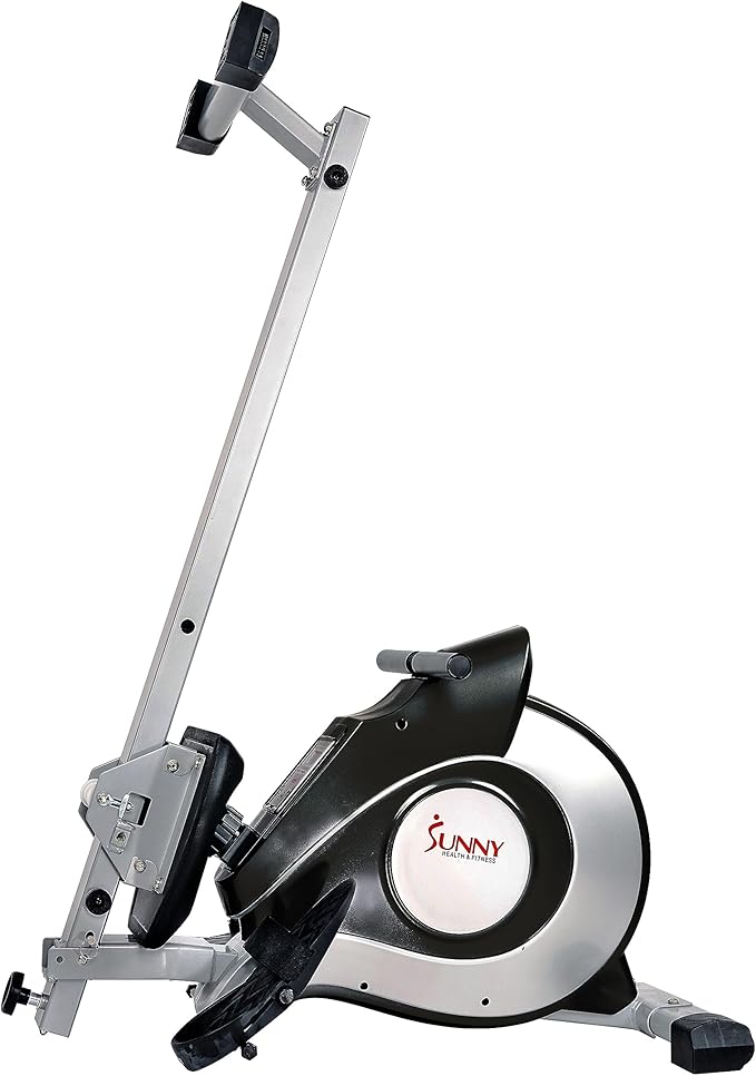 Sunny Health & Fitness Magnetic Rowing Machine Rower with 8-Level Resistance, 53.4" Extended Slide Rail & Digital LCD Display - SF-RW520084S