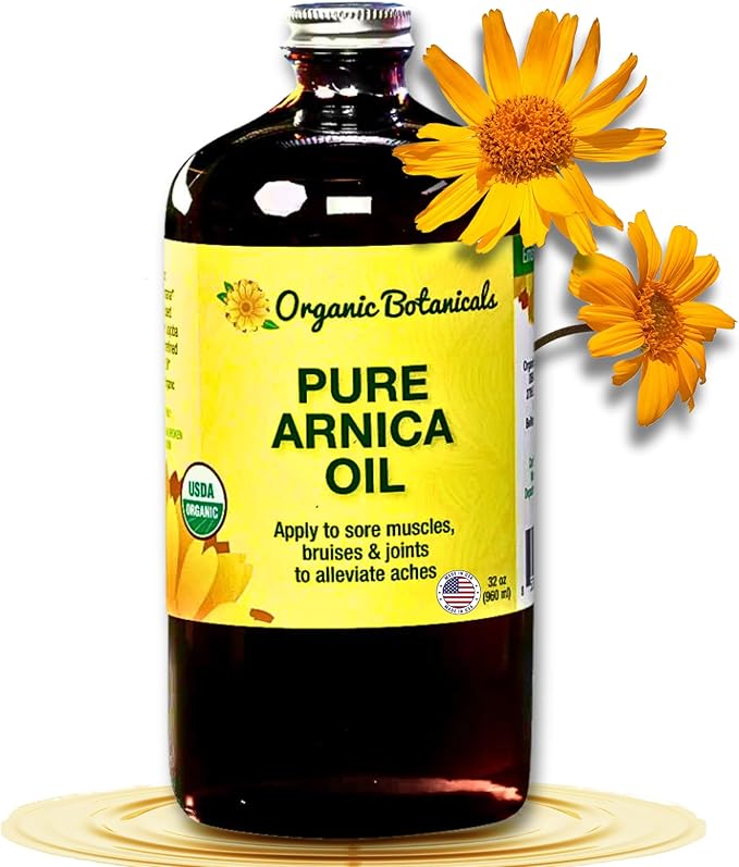 Arnica Oil - Pure Organic Muscle Discomfort Bottle - Arnica Montana Oil for Arthritis, Bruising & Swelling, Muscle, Joint Discomfort, and Sports Injuries, Arnica Massage Oil, 32 oz