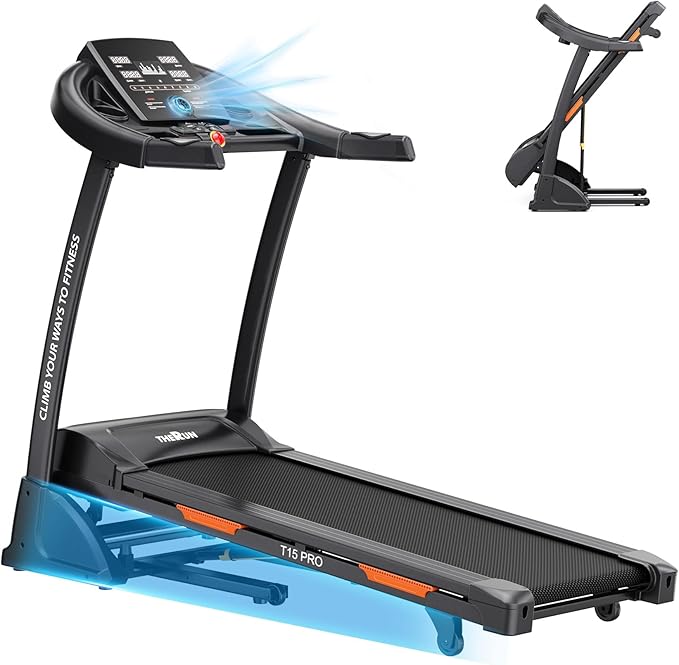 THERUN Incline Treadmill, Treadmills for Running and Walking, 300 lbs Weight Capacity Folding Treadmill with 0-15% Auto Incline, Wide Belt, 3.5 HP, App, Heart Rate
