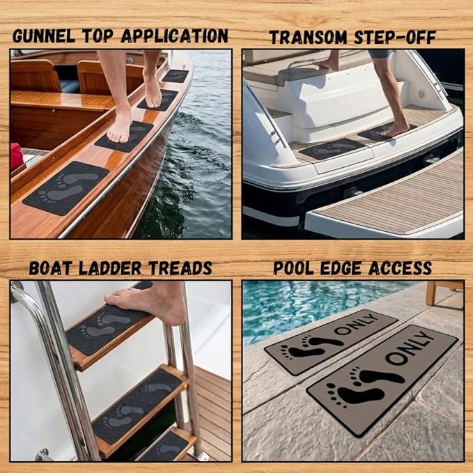 Naked Feet Only Step Pads Non-Slip EVA Foam Step Pad for Boat Gunwales & Ladders, 6mm Brushed Marine Grade Anti-Skid Adhesive Pads (Pair) SeaDek Technology - Black/Camo