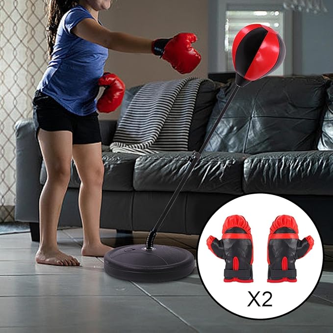Boxing Reaction Ball Boxing Speed Bag Adjustable Gifts Freestanding Toys with Stand for Kids for MMA, Exercise, Boys Girls, 109cm