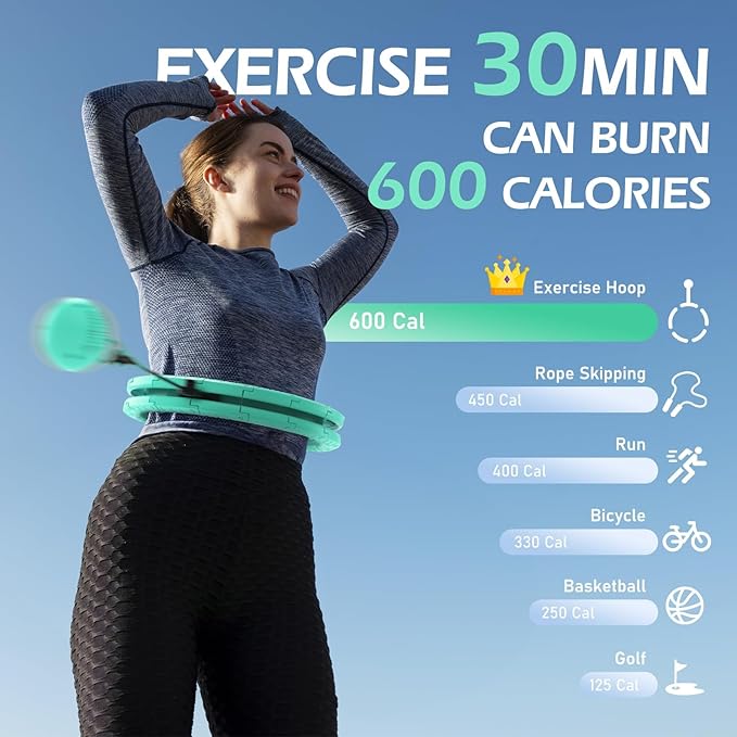 Weighted Hula Circle with 24/26 Links(51-56 Inch) for Adults Weight Loss, Infinity Fitness Hoop Plus Size, for Women Smart Exercise Equipment