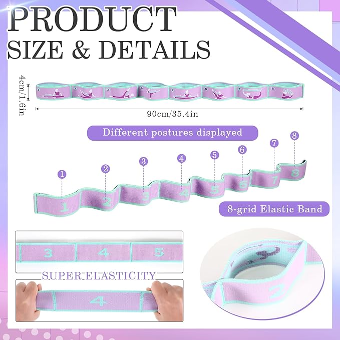 Stretch Strap for Kids Elastic Gymnastic Stretching Ballet Dance Band with 8 Loops Adjustable Exercise Training Resistance Strap for Children Stuff Pilates Latin Yoga Equipment