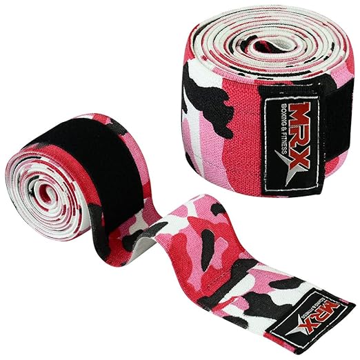 New Weightlifting Knee Wraps for Gym Fitness Training Support Bandages Knee Straps for Squats (Camo Pink)