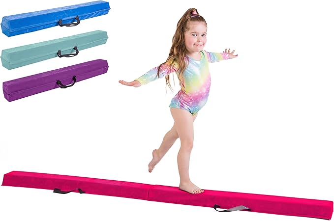 Artistic Gymnastics Beam for Home - 210/240/270/300 - Amazing Balance Equipment for Kids at Home - Faux Suede, High Density EVA Foam - Carrying Straps