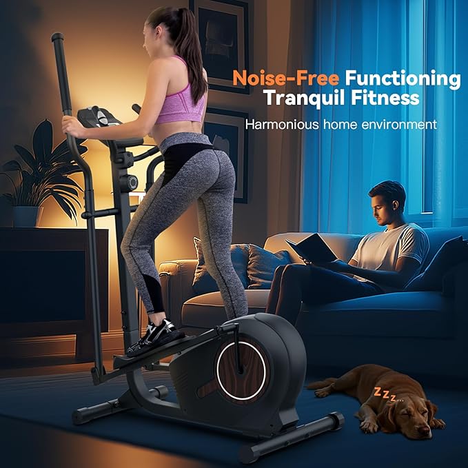 ANCHEER Elliptical Machine, Elliptical Exercise Machine for Home with Magnetic Driving System,14 Resistance Levels, Pulse & LCD Monitor, Elliptical Cardio, 400 Lbs Low Impact Elliptical