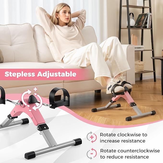 GYMAX Pedal Exerciser, Under Desk Bike Foldable with LCD Display for Arms & Legs Workout, Portable Mini Exercise Bike for Seniors Office Home Fitness