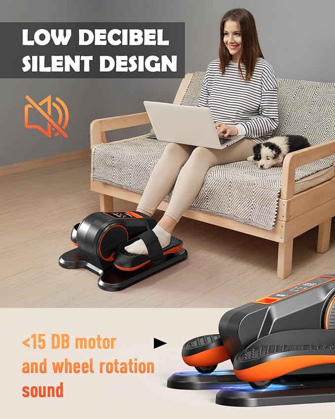 Under Desk Machine, Electric Elliptical Leg Exerciser for Senior, 13 Adjustable Speeds Quiet and Portable Seated Pedal Exerciser for Training with Remote Control