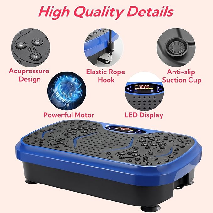 TLSUNNY Vibration Plate,3D Shake Board,Power Workout Platform,Full Body Shaping,Weight-Loss Exercise Machine for Lymphatic Drainage,W/2 Resistance Bands, Acupressure Foot Pedal&Remote Control