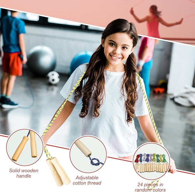 Lenwen Jump Rope Bulk 7.25ft Cotton Skipping 2026 Graduation Gift Adjustable Jump Rope with Handle for End of The School Training Exercise Christian Charity Donation Supplies