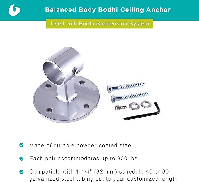 Balanced Body Bodhi Ceiling Anchor, Heavy-Duty Powder-Coated Steel Ring Bracket Mount for Bodhi Suspension Trainer System, Mounting Accessory for Home Gym or Pilates Studio Use