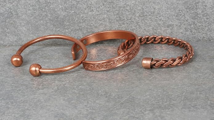 Touchstone copper bracelets | gift for men women |adjustable 100% pure solid real magnetic jewelry | handmade bracelet set combo | rope braided tibetan bangles.