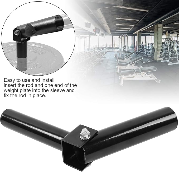 T Bar Row Attachment, 360° Rotating Steel Landmine Base for Barbell Power Core Strength Exercise Equipment for Home Gym, Black
