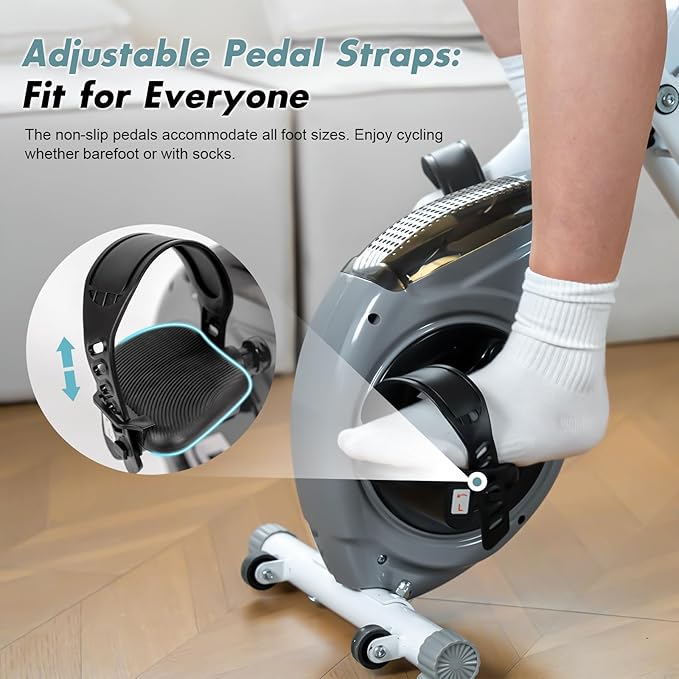 TOUSAINS Folding Exercise Bike - 8-Level Magnetic Stationary Bike with Pulse Rate, Large Tablet Holder & X-Bike Design, Compact Indoor Workout Bike for Home Gym, Seniors & Knee Recovery, 265lbs Weight Capacity