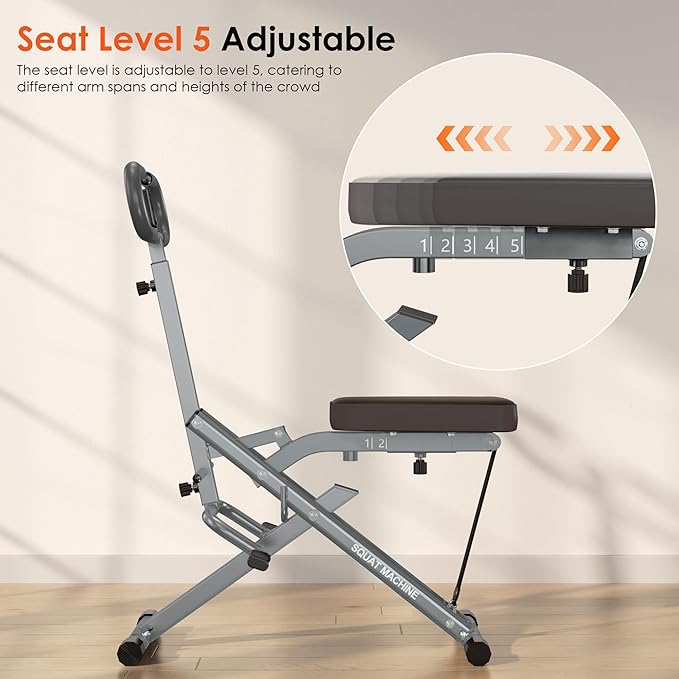 SogesHome Squat Machines Rowing Machine for Home, Foldable & Full Body Exercise Workout Equipment with Adjustable Resistance Bands for Women, Row and Ride Squat Machine for Glutes and Abs, 330 LBS