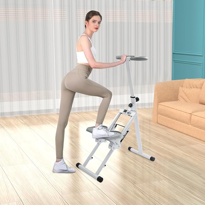 Folding Vertical Stair Stepper for Home Use, Cardio Full Body Workout Machine with LCD Monitor | 220 LBS Max Capacity, 3-Level Adjustable Anti-Slip Pedals| Portable Stair Climber for Home Gym