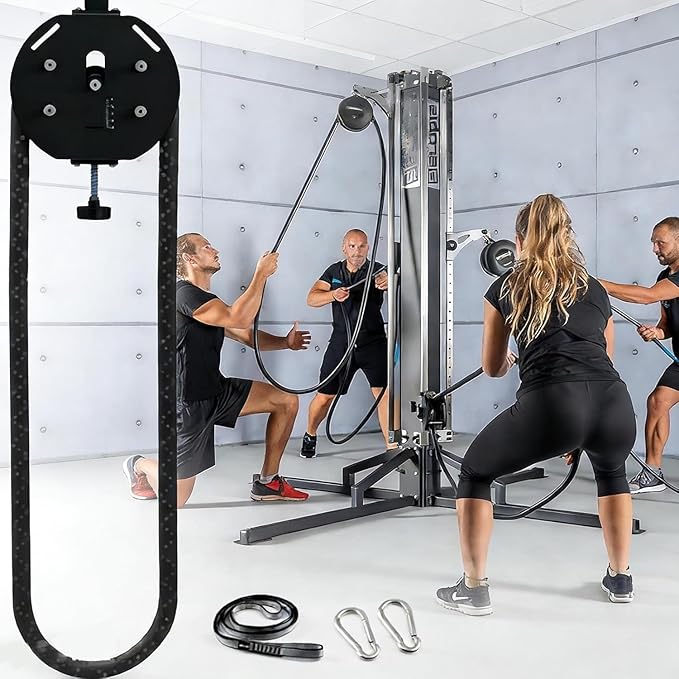 Pulley Cable Machine System, 4m Endless Rope Trainer, Portable Cable Pulley System with Adjustable Resistance, Hanging Rope Puller Upper Limb Strength Training Ropes Climber up to 330lb