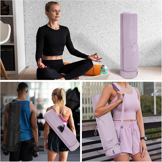 sportsnew Yoga Mat Bag, Full Zip Cargo Yoga Mat Carrier Bag with Drawstring Water Bottle Pocket and Bottom Wet Pocket, Exercise Yoga Mat Carrier Holder Multi-Functional Storage Bag Patent Pending