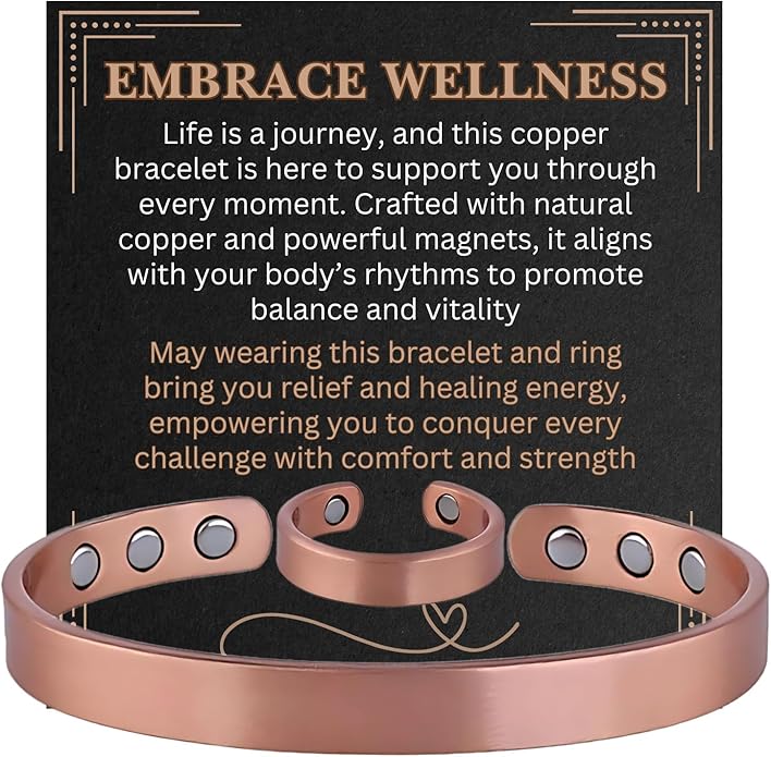 Copper Bracelet for Men and Women, Strength Mens Magnetic Copper Bracelets with 3,800 Gauss Magnets, 99.99% Pure Solid Copper, Handmade Copper Jewelry Gift
