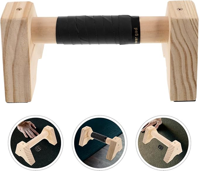 Angoily Wood Pushup Bars Parallettes Strength Training Stands Beech Wood Non-slip Support Fitness Handles for Home Gym Workout Handstand Trainer Men Women