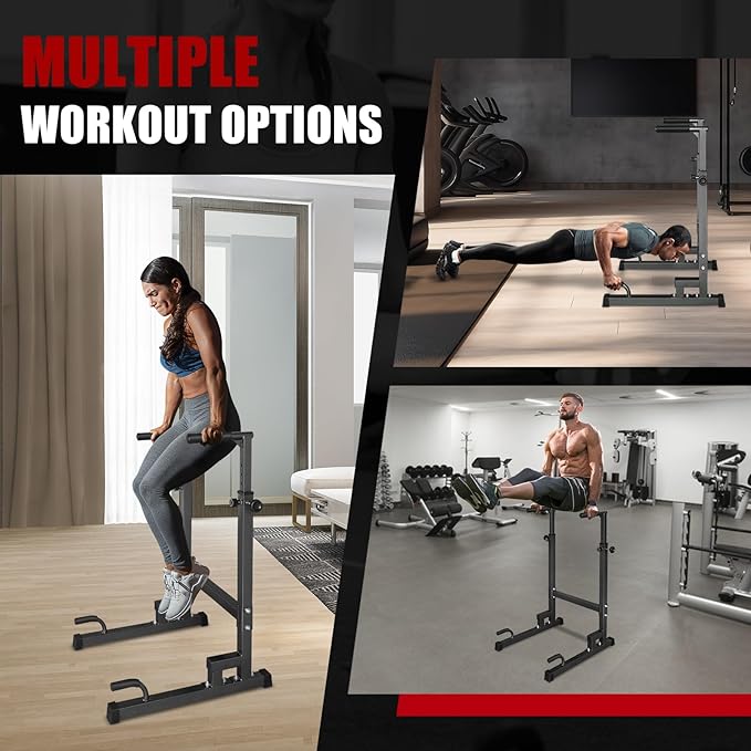 Portable Pull Up Dip Bar, Sturdy Dip Station with Adjustable Height, Multi-Function Parallel Bars for Home Gym Strength Training, Home Fitness Equipment with Soft Grip