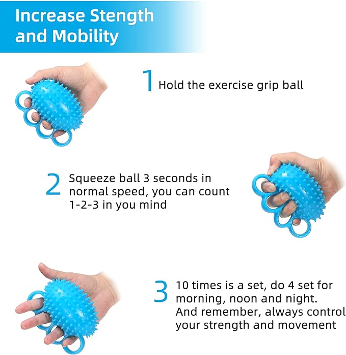 Hand Exercise Ball Finger Therapy Ball - Grip Strengthening, Improve Flexibility, Squeeze Stress Relief Balls, Resistance Strength Trainer for Hand