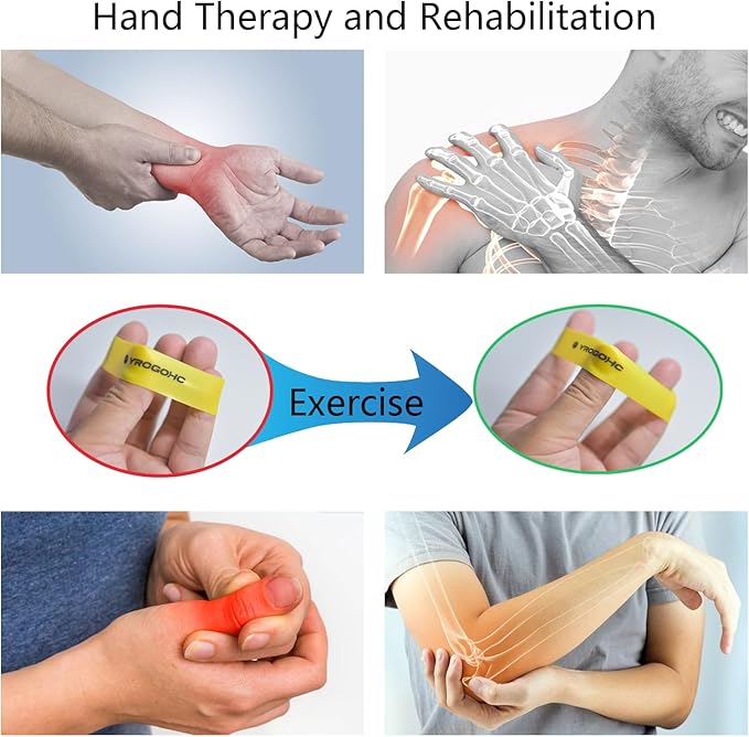 YROGOHC hand band Exercise hand grippers, hand finger strengthener exerciser resistance bands forearm ,hand grip trainer，Strength Training Grip Strengtheners,5pcs for Extensor, Forearm, Hand, and Finger Rehabilitation