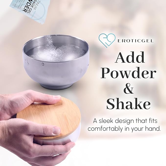Platinum Nuru Massage Gel Powder and Bowl Set | 2 x Massage Powder 5g Sachet | 1 x 16 fl oz Bowl | Ideal for Relaxing Nuru Massage | Tasteless, Colorless, Stain-Free