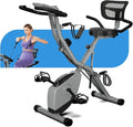 Foldable Exercise Bike Stationary Bikes for Home, 5 IN 1 Indoor Workout Bike, Cycling Bike with 16-Level Quiet Magnetic Resistance, 6.6 LBS Flywheel and 300LBS Capacity for Senior and Home Workout