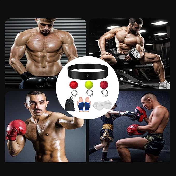 Boxing Reflex Ball Headband Set,Boxing Reflex Balls with Adjustable Headband,for Beginner Proficiency Improvement,Great Boxing Equipment