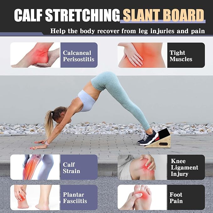 CAELUM Slant Board for Squats, Training Incline Board for Knees Over Toes, Wooden Non-Slip 25 Degree Incline Durable Board for Calf Stretch, Weightlifting, Fitness, 1000 Lbs Weight Capacity