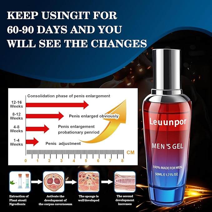 Men's Enhancement Gel, Male Enhancement Cream for Men for Huge Enhanced Size, Enlarge Thickness, Strength, and Prolonged Performance