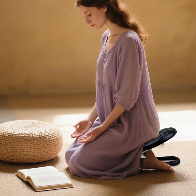 Yoga Meditation Stool – Foldable Ergonomic Bench, Lightweight Sitting Cushion, Adjustable Kneeler Chair, Portable Relaxation Tool | Beginners Zen Yoga Aid, Ideal Home Classroom Use for Meditation
