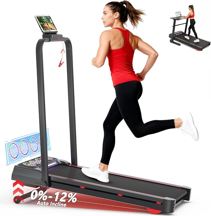 Walking Pad Treadmill with Incline and Handle Bar, 7.5MPH Under Desk Foldable Treadmill for Home Office with Remote Control