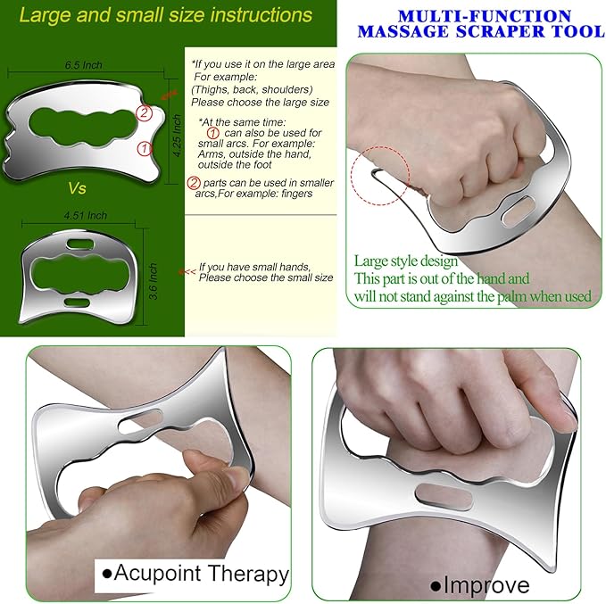 BYYDDIY 6 in 1 with Classified Storage Mark,Stainless Steel Gua Sha Muscle Scraper Tools Kit, Scraping Massage Tool,Massage Scraper Tools for Physical Therapy (D-6PCS)