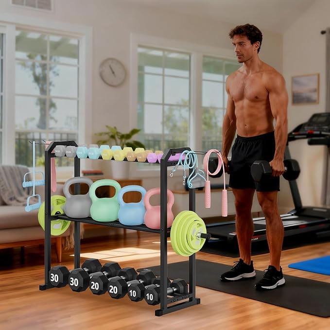 IMAYCC 3 Tier Dumbbell Rack Weight Rack Heavy Duty Weight Storage Organizer for Home Gym, Up to 390 lb Capacity for Dumbbells Kettlebells Weight Plates(dumbbell rack stand only)