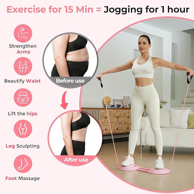 Waist Twisting Machine Exercise - Ab Twister Board MAX 300LBS | Intelligent Counting Lap & Calorie & Time, with 2 Resistance Bands | 3 Adjustable Distances to Suit Different Exercise Needs