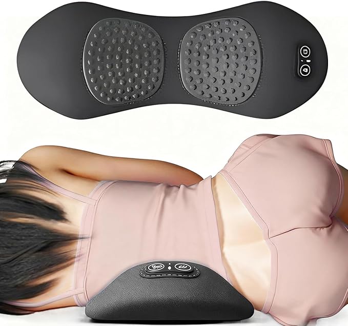 Smooth Triple Fusion Back Massager, 2026 Upgrade Electric 3 in 1 Lumbar Pillow for Bed and Chair, Back Massager with Vibration and Traction for Back and Neck and Shoulder (Dark Gray)