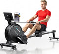 Rowing Machine for Home, Magnetic Rower Machine, 350 LB Weight Capacity, 16-Level Silent Resistance Row Machine for Gym Exercise Full-Body Workout Compact Rower with LCD Monitor Tablet Holder