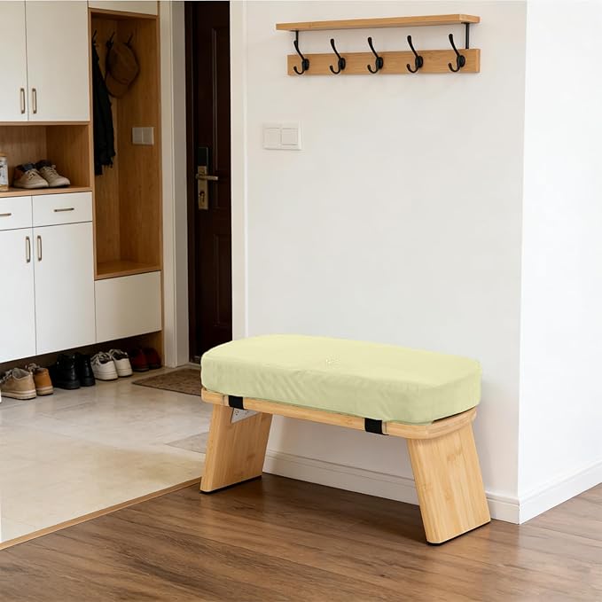 Meditation Bench, Bamboo Meditation Stool, Folding Kneeling Meditation Bench, Seiza Prayer Bench, Prayer Bench with Meditation Cushion, Kneeling Stool(Beige-Bag)