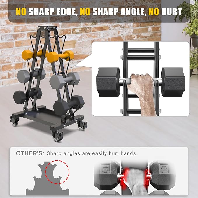 Kipika Heavy Duty 3 Tier Dumbbell Rack Multifunctional, Weight Rack for Dumbbells, Home Gym Equipment, Suitable for Storage of Dumbbell, Kettle Bell, Barbell Plate, Barbell Bar