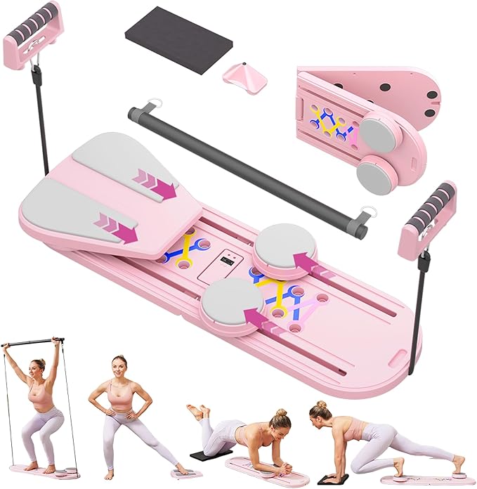 Pilates Reformer A Foldable Portable Full Body Exercise Pilates Board Unisex Multi Functional Core Strength Pilates Training Board Multifunctional Fitness Gear for Home Gyms & Studios