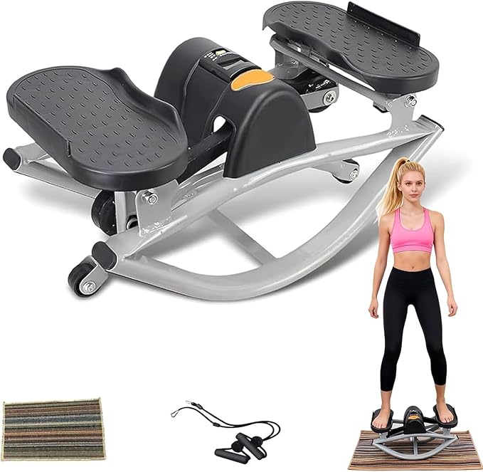 Lateral Rocking Fitness Stepper, Portable Compact Side-to-Side Steppers, Rock Stepper Side to Side, with Digital Display and Protective Blanket, for Exercise at Home