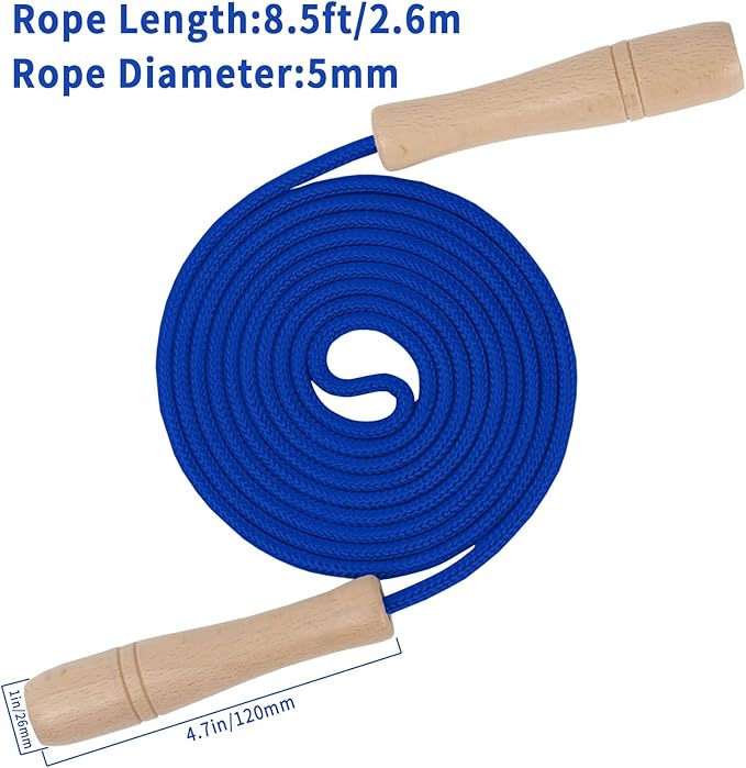 Jump Rope for Kids, Adjustable Toddler Skipping Rope with Wooden Handle, 8.5ft Child Jumping rope for Girls and Boys Workout Outdoor Activity