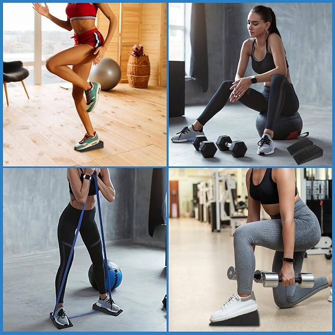 2 Set Squat Wedge Block 6 Pcs Slant Board for Calf Stretching with 5 Adjustable Angles, Heel Elevated Squat Wedge, Squat Wedges Weightlifting, Foam Squat Wedges for Workout, Calf Stretcher