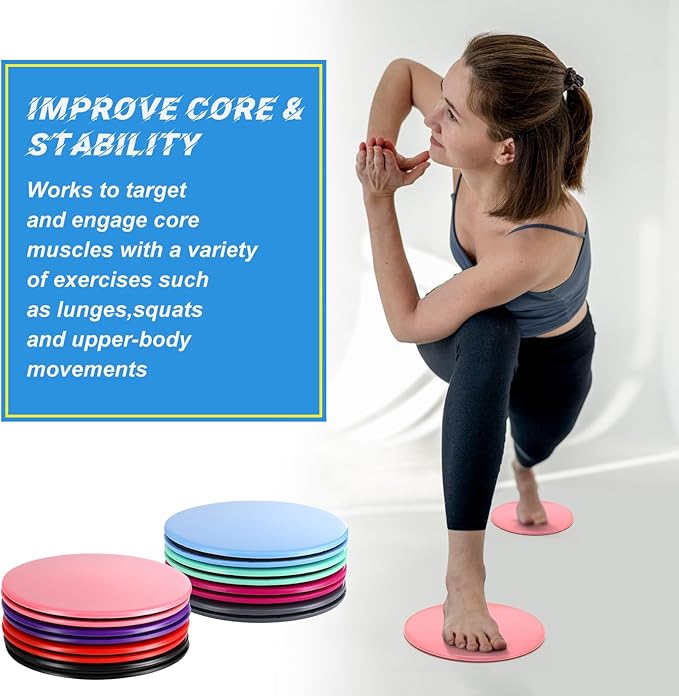 Jenaai Core Sliders for Working Out Bulk Dual Sided Workout Disc Gifts for Group Training Classes Fitness Slider for Stability Ab Legs Full Body Fit Gym Carpet Hardwood FloorFoot