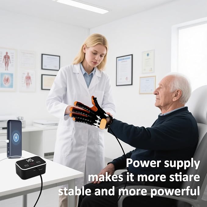 Rehabilitation Robot Gloves for Stroke Recovery Hemiplegia Finger Hand Function Rehabilitation Therapy Arthriti Glove (Left Hand M)