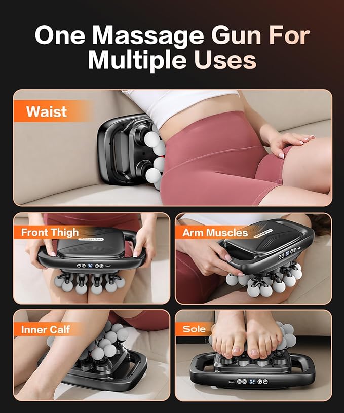 20 Head Massage Gun Deep Tissue Percussion Massager with 3 Modes&30 Intensities-Muscle Massage Gun for Back/Shoulder/Foot/Body/Hand Muscle Pain Relief,Birthday Gifts for Men Dad Husband(SG)
