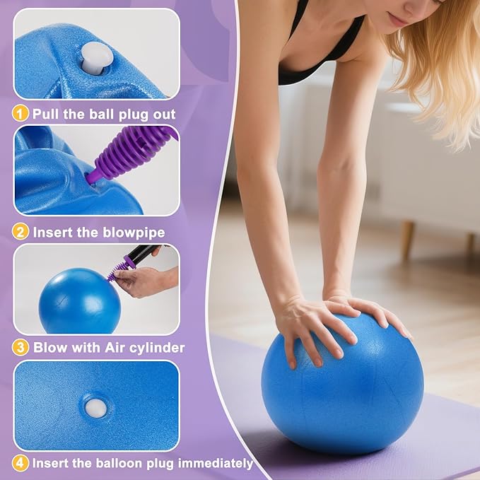 Pilates Ring Fitness Circles Set, High Resistance Yoga Ring Pilates Equipment Set for Women Includes Pilates Ring, 9 Inch Small Exercise Ball, 5 Resistance Bands at Home Pilates Workout Set