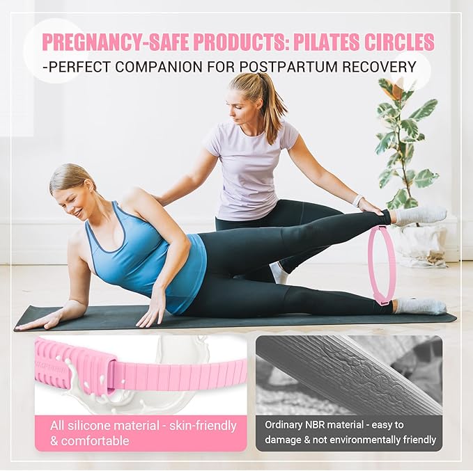Pilates Ring Set, Pilates Essentials Kit with Pilates Ring and Ball, 3 Resistance Bands, Portable Bag & Training Poster, at Home Pilates Starter Workouts Equipment Kit for Women
